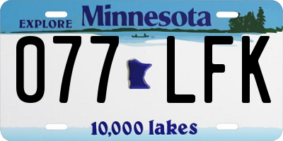 MN license plate 077LFK
