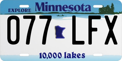 MN license plate 077LFX