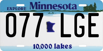 MN license plate 077LGE