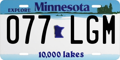 MN license plate 077LGM