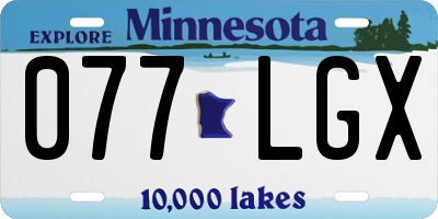 MN license plate 077LGX
