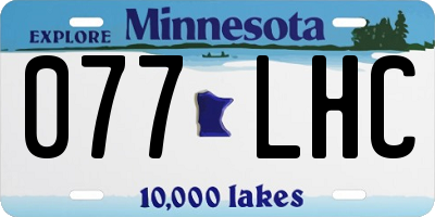 MN license plate 077LHC