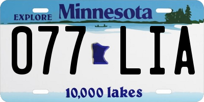 MN license plate 077LIA
