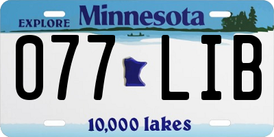 MN license plate 077LIB