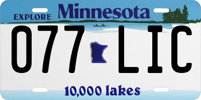 MN license plate 077LIC