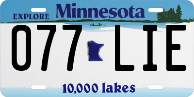 MN license plate 077LIE