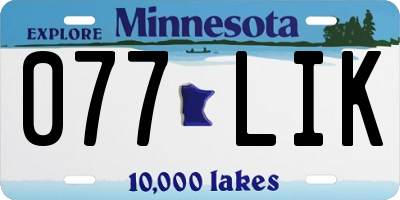 MN license plate 077LIK