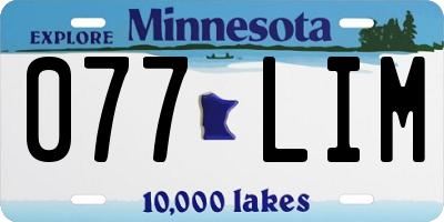 MN license plate 077LIM