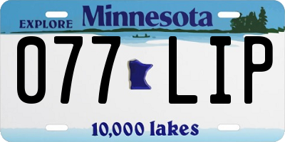 MN license plate 077LIP
