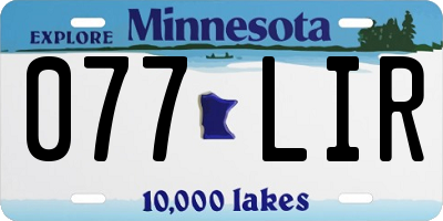 MN license plate 077LIR