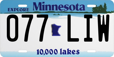 MN license plate 077LIW