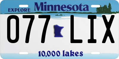MN license plate 077LIX