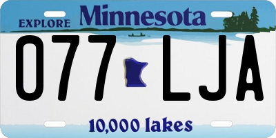MN license plate 077LJA
