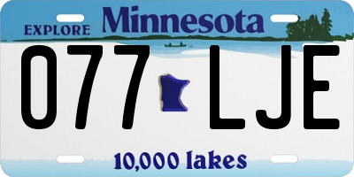 MN license plate 077LJE