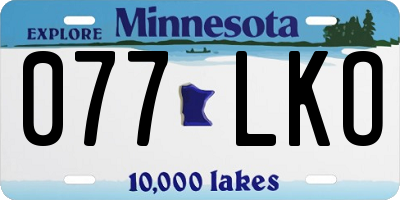 MN license plate 077LKO