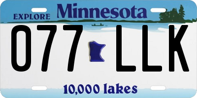 MN license plate 077LLK