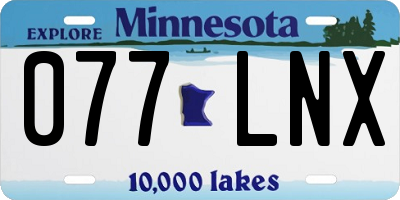 MN license plate 077LNX