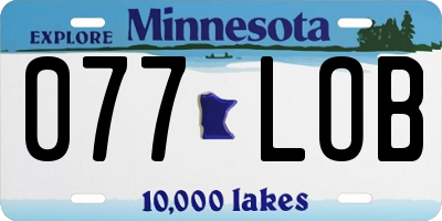 MN license plate 077LOB