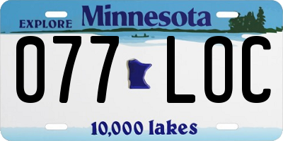 MN license plate 077LOC