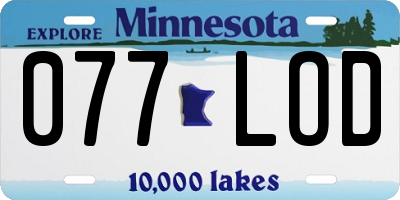 MN license plate 077LOD