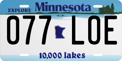 MN license plate 077LOE