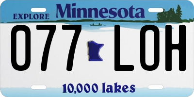 MN license plate 077LOH