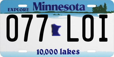 MN license plate 077LOI