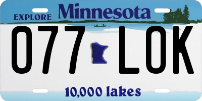 MN license plate 077LOK