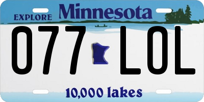 MN license plate 077LOL
