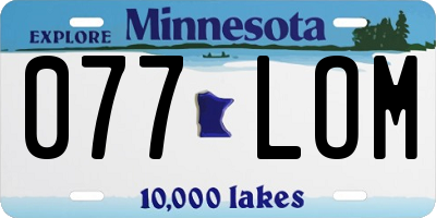 MN license plate 077LOM