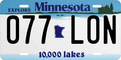 MN license plate 077LON