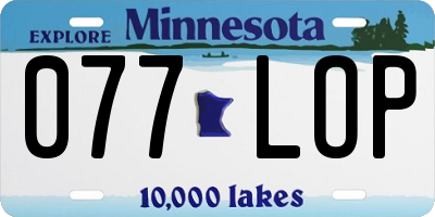 MN license plate 077LOP