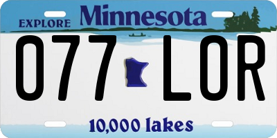 MN license plate 077LOR