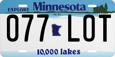 MN license plate 077LOT