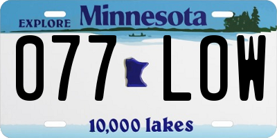 MN license plate 077LOW