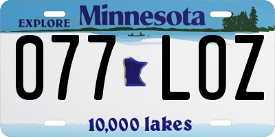 MN license plate 077LOZ