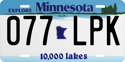 MN license plate 077LPK
