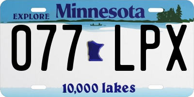 MN license plate 077LPX