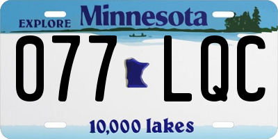 MN license plate 077LQC