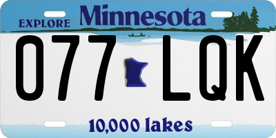 MN license plate 077LQK