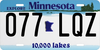 MN license plate 077LQZ