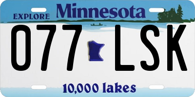 MN license plate 077LSK