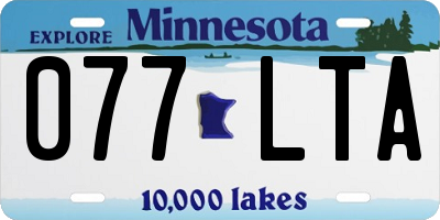 MN license plate 077LTA