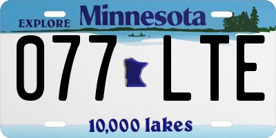 MN license plate 077LTE