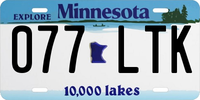 MN license plate 077LTK