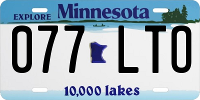 MN license plate 077LTO