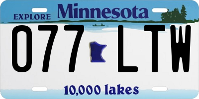 MN license plate 077LTW