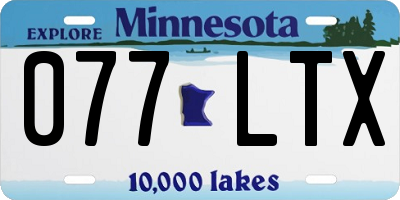 MN license plate 077LTX
