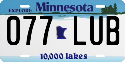 MN license plate 077LUB