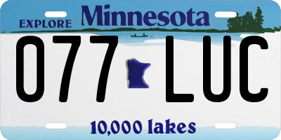 MN license plate 077LUC